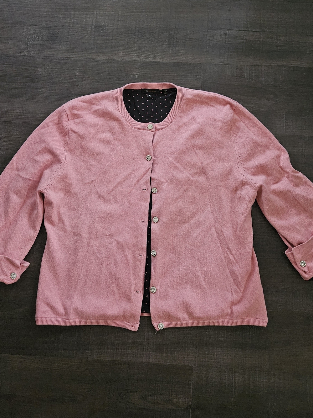 BCBG MAX AZRIA Vintage Pink Silk Angora Knit Cardigan Sweater Women's XL